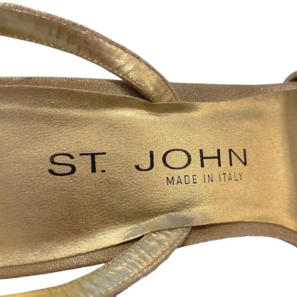 St. John Satin Crystal Slingback Heels